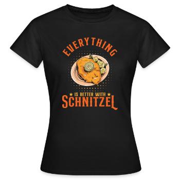 Tout est meilleur avec l’escalope - T-shirt Femme - noir - Devant - AI Model Female 172 dark (172cm)