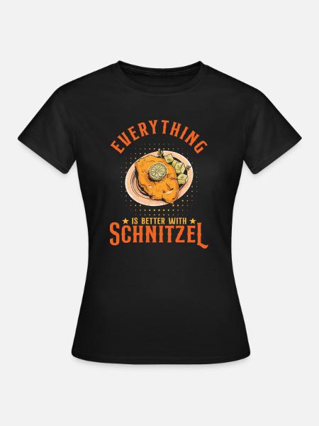 Mit Schnitzel ist alles besser - Frauen T-Shirt - Schwarz