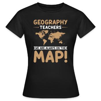 Professeur de géographie idée carte carte du monde géographie - T-shirt Femme - noir - Devant - AI Model Female 172 dark (172cm)