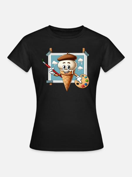 Kreativer Eiscreme-Maler Mit Farbpalette - Frauen T-Shirt - Schwarz