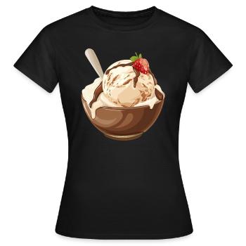Vanilleeis Mit Schokosoße Genuss - Frauen T-Shirt - Schwarz - Vorne - AI Model Female 172 dark (172cm)