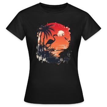 Flamingo Illustration - Women's T-Shirt - black - Front - AI Model Female 172 dark (172cm)