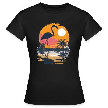 Flamingo Illustration - Women's T-Shirt - black - Front - AI Model Female 172 dark (172cm)