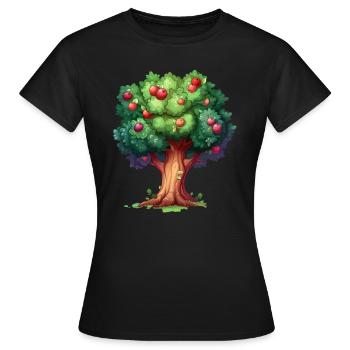 Farbenfroher Apfelbaum im Cartoon-Stil - Frauen T-Shirt - Schwarz - Vorne - AI Model Female 172 dark (172cm)