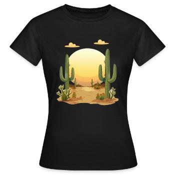 Paysage désertique au coucher du soleil - T-shirt Femme - noir - Devant - AI Model Female 172 dark (172cm)