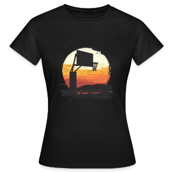 Sonnenaufgang Korbwurf Basketball Szene - Frauen T-Shirt - Schwarz - Vorne - AI Model Female 172 dark (172cm)