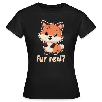 Fourrure réelle ? Illustration de renard mignon - T-shirt Femme - noir - Devant - AI Model Female 172 dark (172cm)