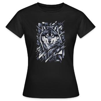 Wolf Kunstwerk Geometrische Formen - Frauen T-Shirt - Schwarz - Vorne - AI Model Female 172 dark (172cm)