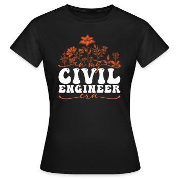 Dans mon Génie Civil Époque Motif Floral - T-shirt Femme - noir - Devant - AI Model Female 172 dark (172cm)