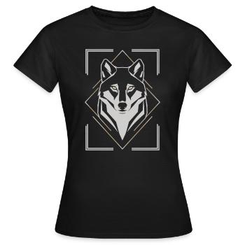 Stilvoller Wolfskopf Geometrisch - Frauen T-Shirt - Schwarz - Vorne - AI Model Female 172 dark (172cm)