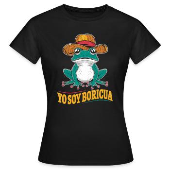 Yo Soy Boricua Puerto Rican Frosch Mit Hut - Frauen T-Shirt - Schwarz - Vorne - AI Model Female 172 dark (172cm)