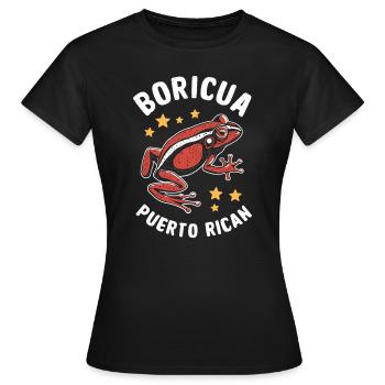 Boricua Puerto Rican Coqui Puerto Rico Frosch - Frauen T-Shirt - Schwarz - Vorne - AI Model Female 172 dark (172cm)