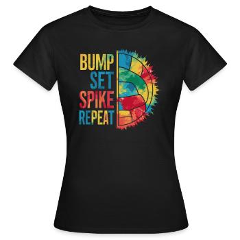 Volleyball Volleyballer Bump Set Spike Repeat - Frauen T-Shirt - Schwarz - Vorne - AI Model Female 172 dark (172cm)