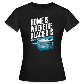 Heimat Ist Wo Der Gletscher Ist - Island Souvenir - Frauen T-Shirt - Schwarz - Vorne - AI Model Female 172 dark (172cm)