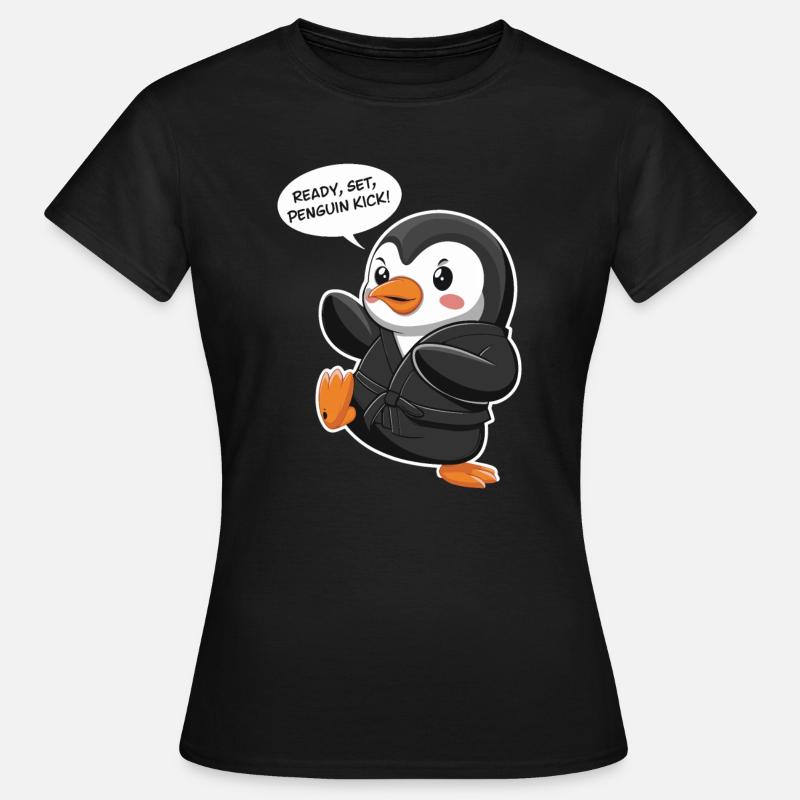 Ready, Set, Penguin Kick! Cute Penguin - Women's T-Shirt - black