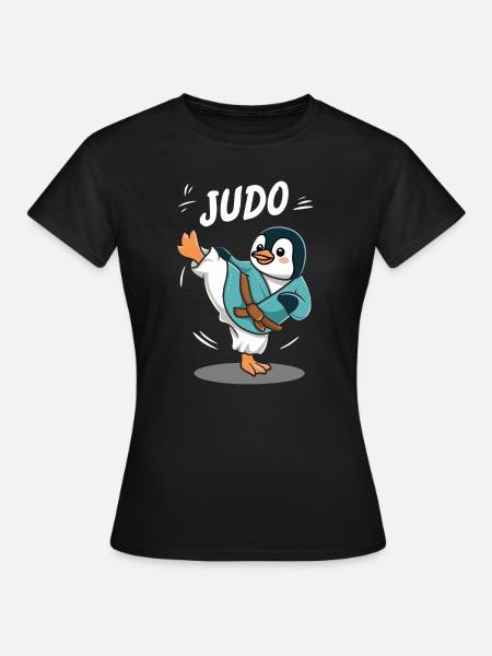 Judo Pinguin Lustiges Cartoon Motiv - Frauen T-Shirt - Schwarz