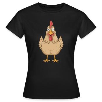 Funny Chicken Comic Drawing Fun - Women's T-Shirt - black - Front - AI Model Female 172 dark (172cm)