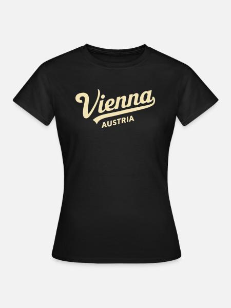 Vienna Austria Souvenir Retro Schriftzug - Frauen T-Shirt - Schwarz