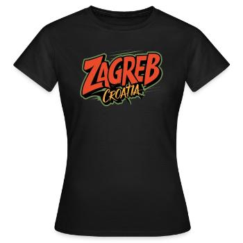 Zagreb, Croatie, Souvenir - T-shirt Femme - noir - Devant - AI Model Female 172 dark (172cm)
