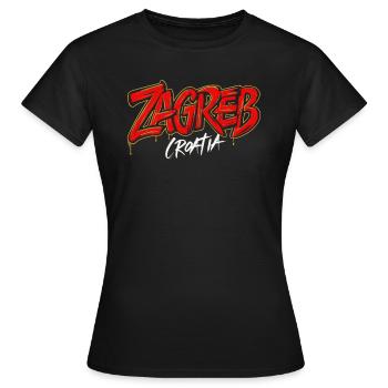 Zagreb, Croatie, Souvenir - T-shirt Femme - noir - Devant - AI Model Female 172 dark (172cm)
