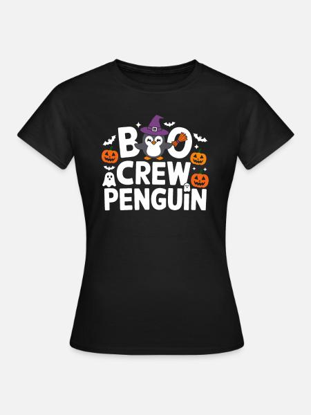 Boo Crew Pinguin Halloween - Frauen T-Shirt - Schwarz