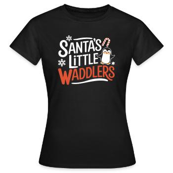Santa's Little Waddle Kids Christmas Penguin - Women's T-Shirt - black - Front - AI Model Female 172 dark (172cm)