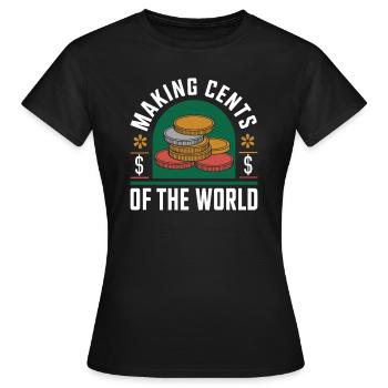 Make Cents of the World Humorous Coins Graphic - Women's T-Shirt - black - Front - AI Model Female 172 dark (172cm)