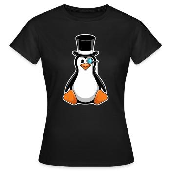 Pingouin élégant avec chapeau haut de forme et monocle - T-shirt Femme - noir - Devant - AI Model Female 172 dark (172cm)