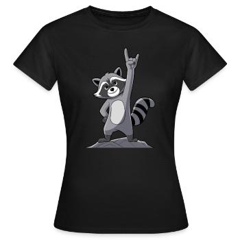 Rock On Raccoon With Cool Gestures - Women's T-Shirt - black - Front - AI Model Female 172 dark (172cm)