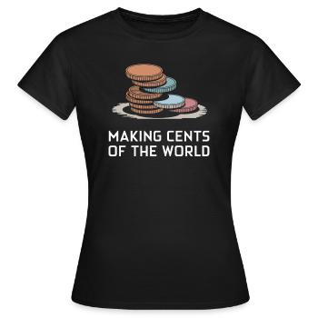 Faire des centimes du monde Pile de pièces Humour - T-shirt Femme - noir - Devant - AI Model Female 172 dark (172cm)