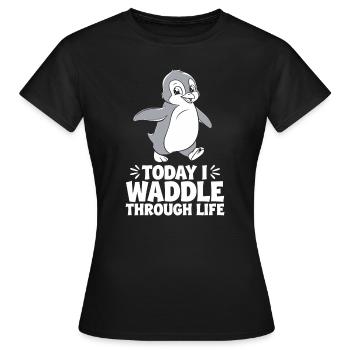 Aujourd’hui, je me dandine dans la vie Pingouin - T-shirt Femme - noir - Devant - AI Model Female 172 dark (172cm)