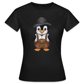 Cute penguin in leather pants Bayer - Women's T-Shirt - black - Front - AI Model Female 172 dark (172cm)