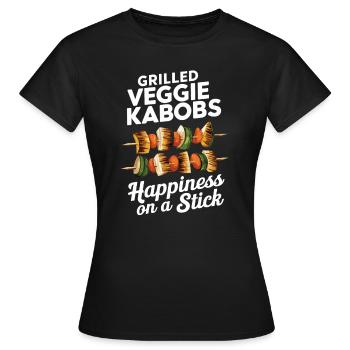 Gegrillte Veggie-Spieße Glück am Spieß - Frauen T-Shirt - Schwarz - Vorne - AI Model Female 172 dark (172cm)