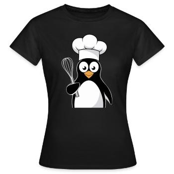 Pingouin Cuisinier avec motif de fouet - T-shirt Femme - noir - Devant - AI Model Female 172 dark (172cm)