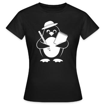 Penguin Journalist Reporter With Notebook - Women's T-Shirt - black - Front - AI Model Female 172 dark (172cm)