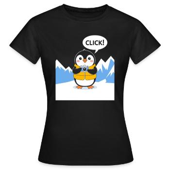 Lustiger Pinguin Fotograf Klick Moment - Frauen T-Shirt - Schwarz - Vorne - AI Model Female 172 dark (172cm)