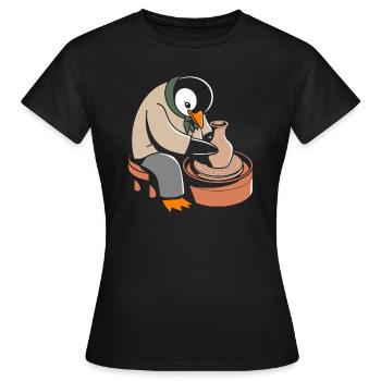 Pinguin Töpferei Kunsthandwerk Leidenschaft - Frauen T-Shirt - Schwarz - Vorne - AI Model Female 172 dark (172cm)