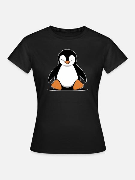 Entspannter Pinguin Meditation Cartoon - Frauen T-Shirt - Schwarz