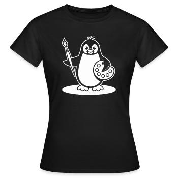 Kreativer Pinguin Künstler mit Pinsel und Palette - Frauen T-Shirt - Schwarz - Vorne - AI Model Female 172 dark (172cm)