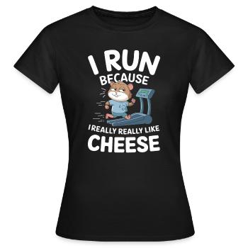 Je cours parce que j’aime le hamster drôle de fromage - T-shirt Femme - noir - Devant - AI Model Female 172 dark (172cm)