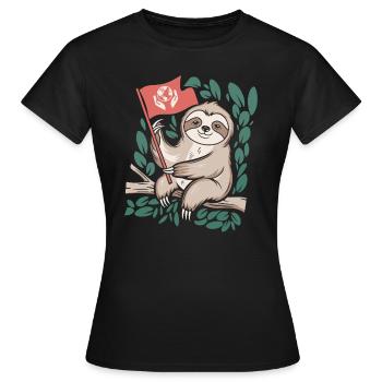 Umweltfreundliches Faultier Mit Umweltflagge - Frauen T-Shirt - Schwarz - Vorne - AI Model Female 172 dark (172cm)