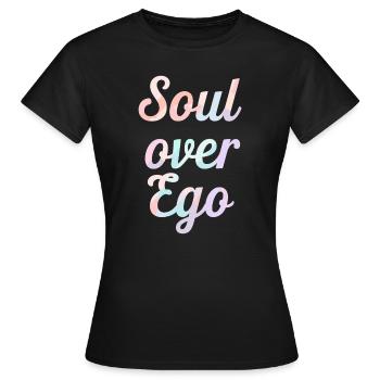 Inspiration : Citation de l’âme sur l’ego - T-shirt Femme - noir - Devant - AI Model Female 172 dark (172cm)
