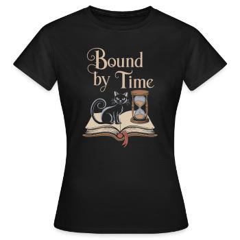 Gebunden An Die Zeit Zauberhafte Katze Mit Buch - Frauen T-Shirt - Schwarz - Vorne - AI Model Female 172 dark (172cm)