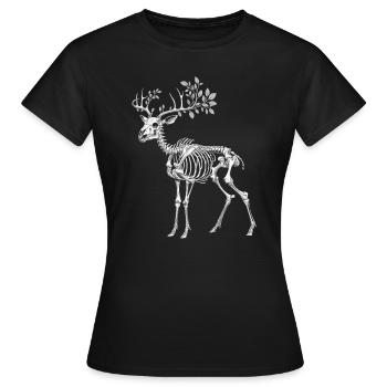 Squelette de cerf Cottagecore foncé avec brindilles - T-shirt Femme - noir - Devant - AI Model Female 172 dark (172cm)