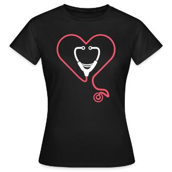 Nursing Stethoscope - Women's T-Shirt - black - Front - AI Model Female 172 dark (172cm)