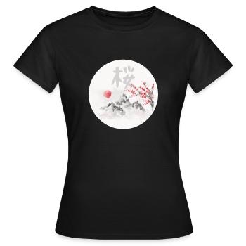 Japanese cherry blossom tree sakura - Women's T-Shirt - black - Front - AI Model Female 172 dark (172cm)