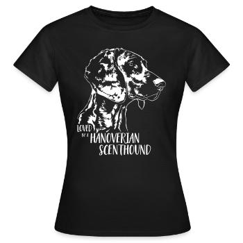 Aimé par un chien de lévrier hanovrien Chien Disant Chiens - T-shirt Femme - noir - Devant - AI Model Female 172 dark (172cm)