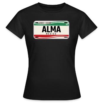 Plaques d’immatriculation Alma Custom Mexican Vehicle w name - T-shirt Femme - noir - Devant - AI Model Female 172 dark (172cm)