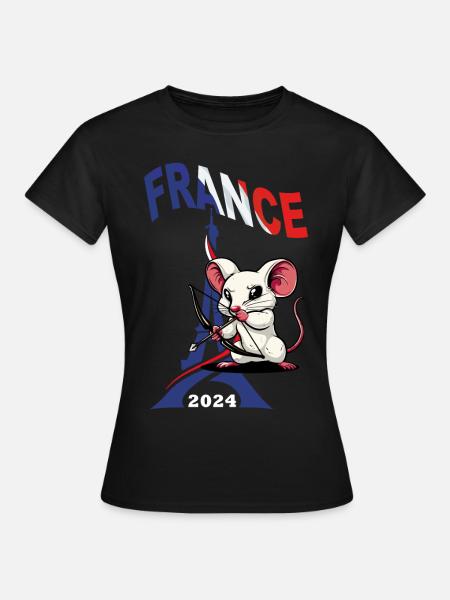 JEUX FRANCE A PARIS EN 2024 - HUMOUR RAT ARC - T-shirt Femme - noir