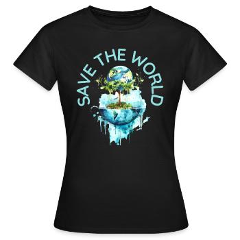 Save the World | climate change, co2, earth, environment - Women's T-Shirt - black - Front - AI Model Female 172 dark (172cm)